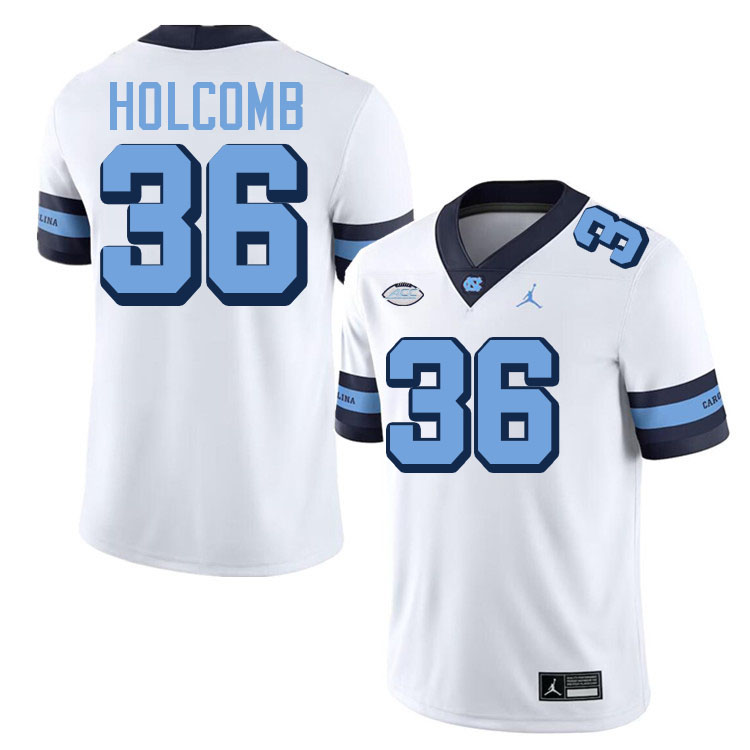Cole Holcomb UNC Jerseys,North Carolina Tar Heels #36 Cole Holcomb Football Jerseys-Throwback White